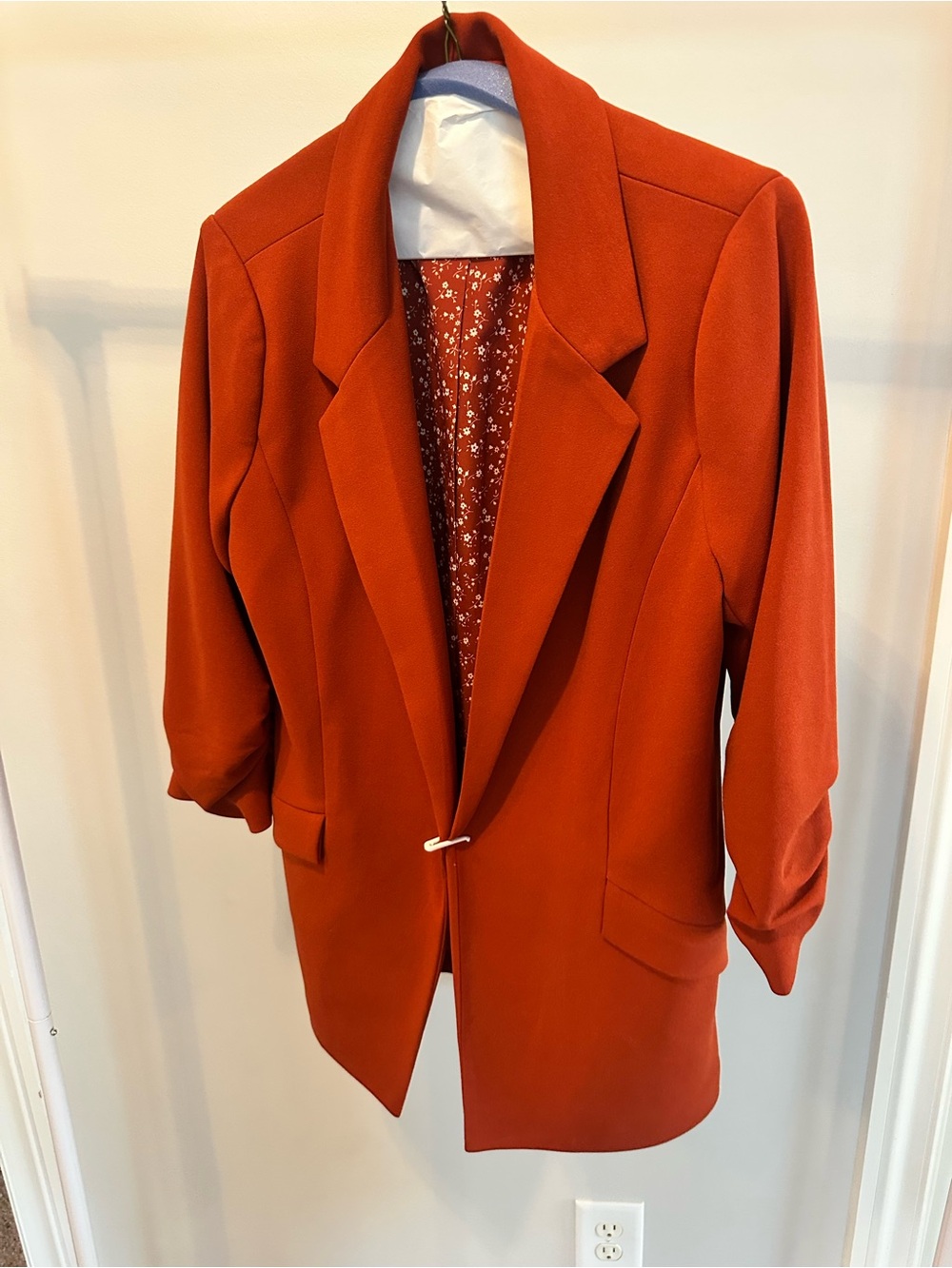 Rust Red Women's Long Blazer - Skies are blue - Crop sleeves